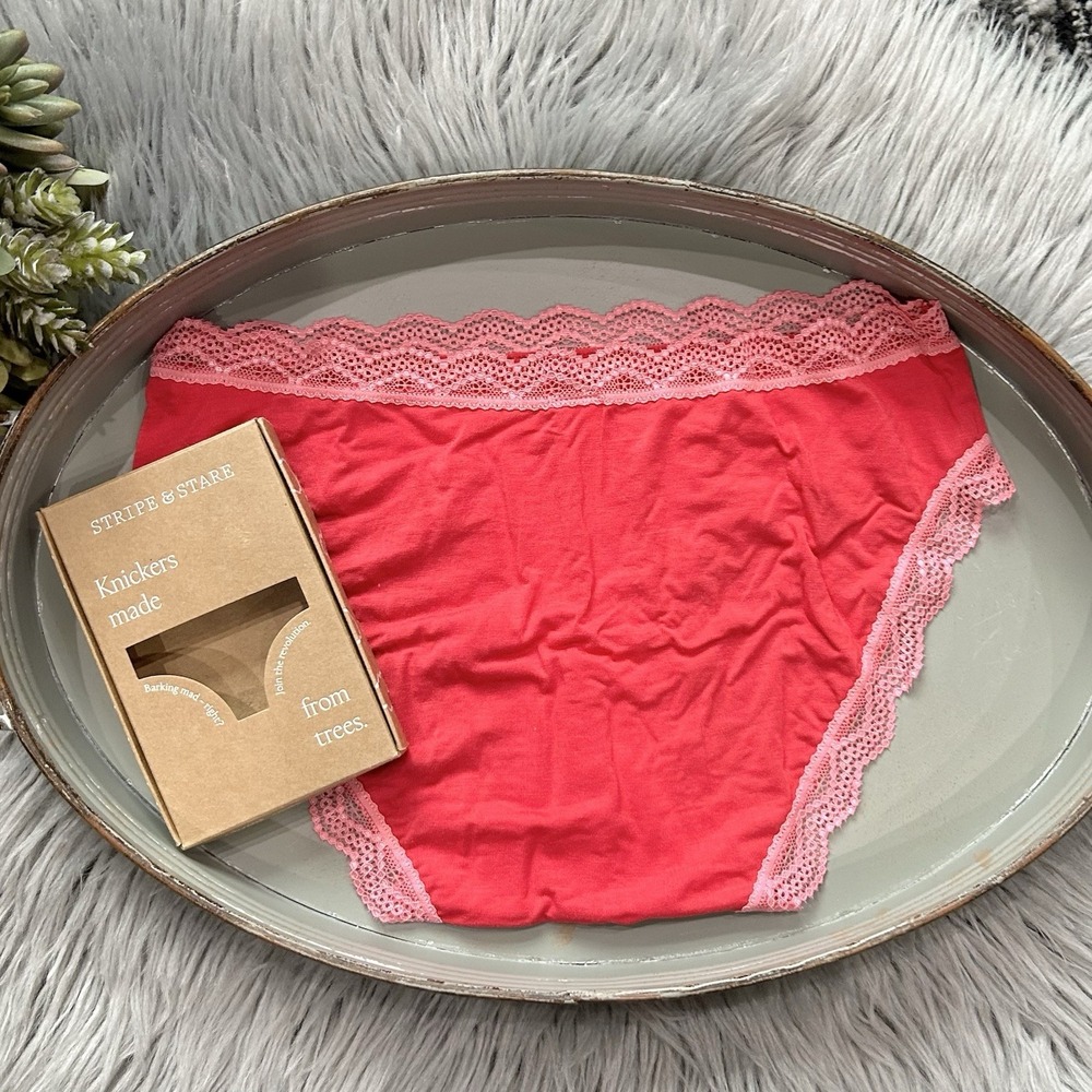 Free People Stripe & Stare Modal Blend Red Knickers Panty‎ Size Small NIB ($28) - Picture 2 of 2